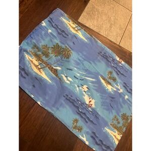 Y2K Tommy Hilfiger Tropical Island Sailboat Blue Cotton Pillowcase Standard